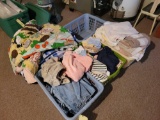 5 Hampers of clothing, towels and bedding
