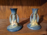 Pair of Roseville 1163 4 1/2 inch candle holders