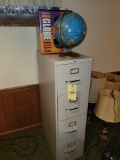 4 Drawer file cabinet and 2 globes