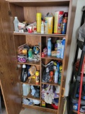 Wood 2 door garage cabinet with sprays, bulbs
