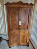 Antique Victorian cupboard with pie safe bottom 39 x 75 inches