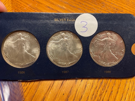 (3) Silver Eagle dollars