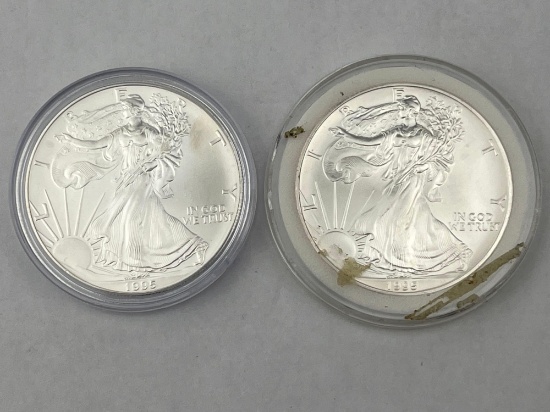 1995 & 1995 US Silver Eagle .999 Silver bid x 2
