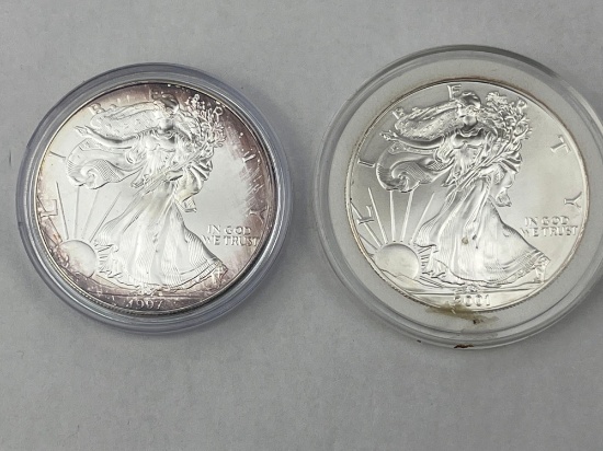 1997 & 2001 US Silver Eagle .999 Silver bid x 2