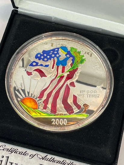 2000 Silver Eagle Proof Medallion in Color 1/2 Troy Pound .999 Fine Silver