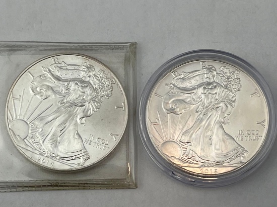 2014 & 2015 US Silver Eagle .999 Silver bid x 2