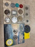 assorted tokens and coins