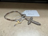 .925 marked bracelet and cross pendants
