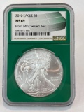 2010 Graded US Silver Eagle .999 Silver MS69