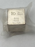 Yeagers Poured Silver .999 Fine Silver 10 Troy Ounce Cube