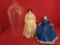 Pair of German china head dolls, one with globe and other with chair