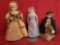 Group of 3 dolls, one porcelain head marked DEP 243/0x, porcelain marked 7 1/, cloth doll