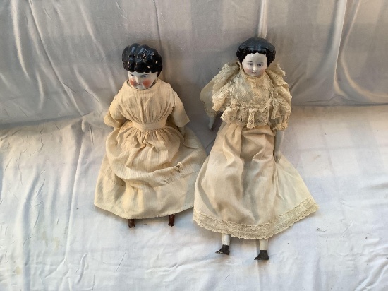 2 China Heads Dolls