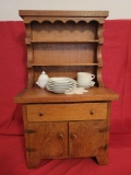 Doll hutch with 2 doors and one drawer, china, one door hinge is broke