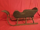 Antique wood doll sleigh with wood runners