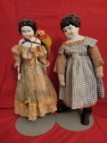 Antique china head dolls, one Bawo and Potter Limoges France