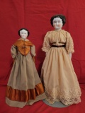 Pair of Antique german china head dolls