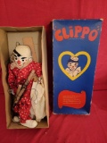 Clippo marionette clown doll with original box