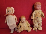 3 Early baby dolls, some with damage