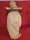 Grace Story antique doll with high chair