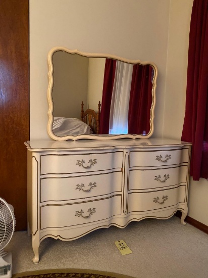 French Provincial 6 drawer Dresser with Mirror