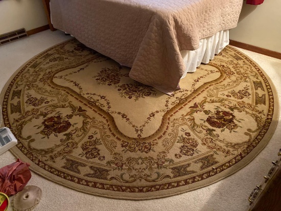 Gold/Tan and Floral Round Rug