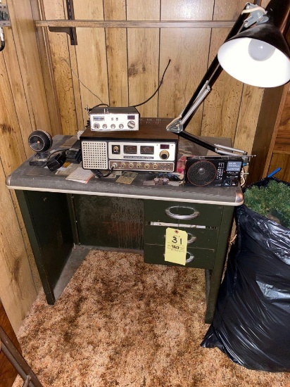 Short wave radio - small metal desk