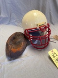 Early helmet and football