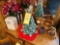 Ceramic Christmas Tree, Decor, Contents on Dresser