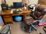 Vintage Wood Desk and Office Chair and Contents