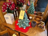 Ceramic Christmas Tree, Decor, Contents on Dresser