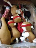 Assorted plush snowmen and reindeer