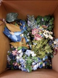 Box of artificial flowers