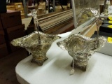 Pair of possibly silver baskets, one glass insert broken