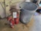 extinguishers, corn, trash can