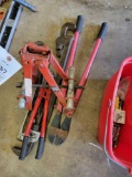 pipe wrenches, bolt cutters, Snap On tool