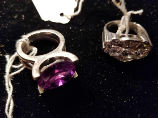 2 sterling rings with large stones