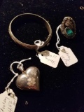 Sterling bracelet, pendent and ring