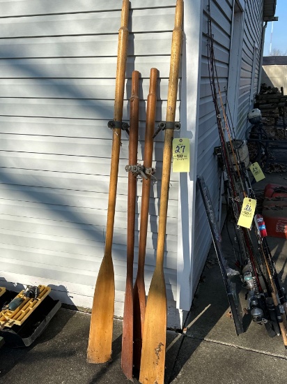 two sets of boat oars