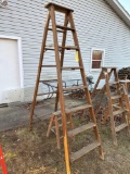 8ft and step stool wooden ladders