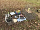 3 wire traps, ironing boards, metal pieces, fence mesh, hamster gage, step stool, and more