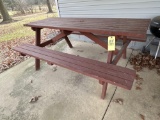 Wooden outdoor picnic table