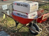 wheelbarrow and pine shavings