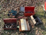 toolboxes with tools and hardware