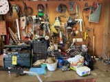 toolbox with tooling - hardware organizers - tools on pegboard