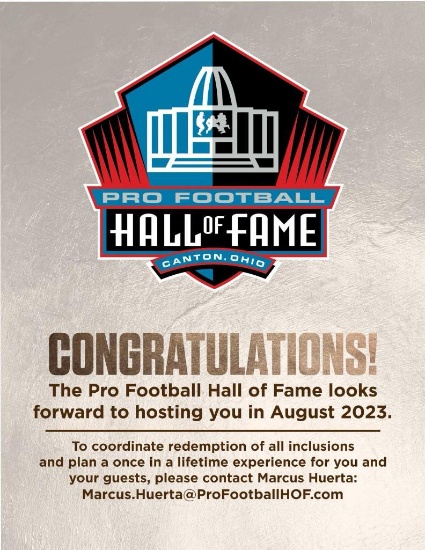(2) Enshrinement Tickets to Pro Football Hall of Fame Class of 2023
