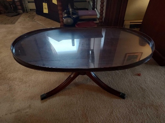 Small Oval Shaped Coffee Table & Night Stand w/ Contents - CD Player, Books, & more