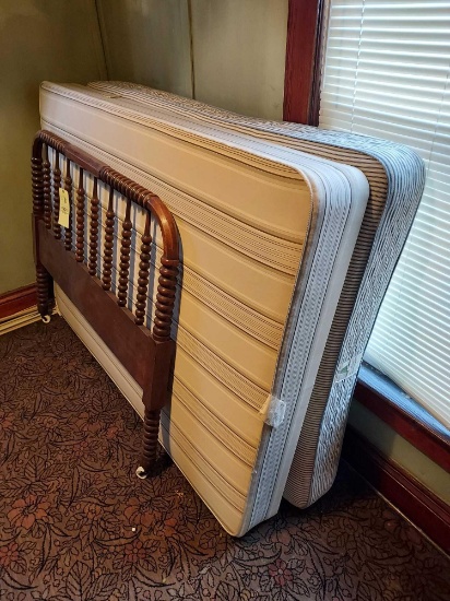 Wooden Rolling Bed Frame w/ Mattresses