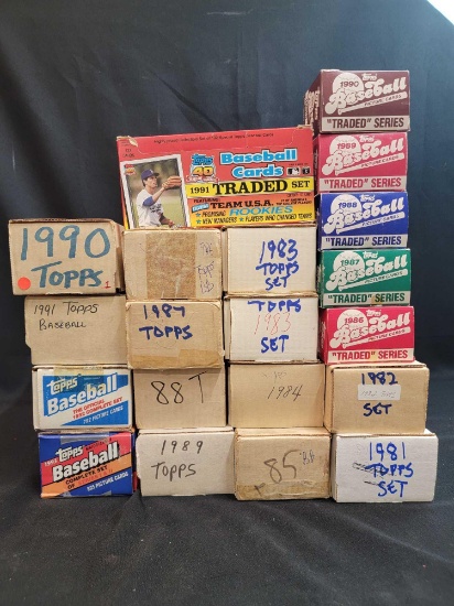 GREAT Lot Topps Baseball complete sets 1981 to 1993 Traded Sets 1986 to 1991