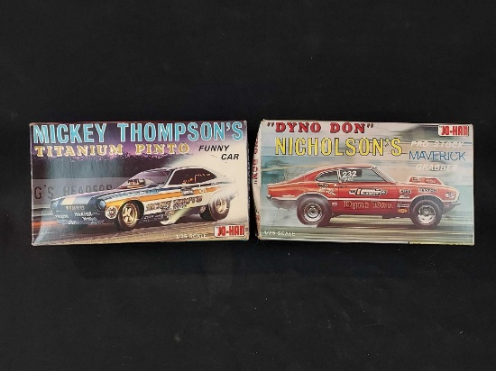 Jo-Han Mickey Thompson's Titanium Pinto & Dyno Don Nicholson's Pro Stock Maverick Model Car Kits